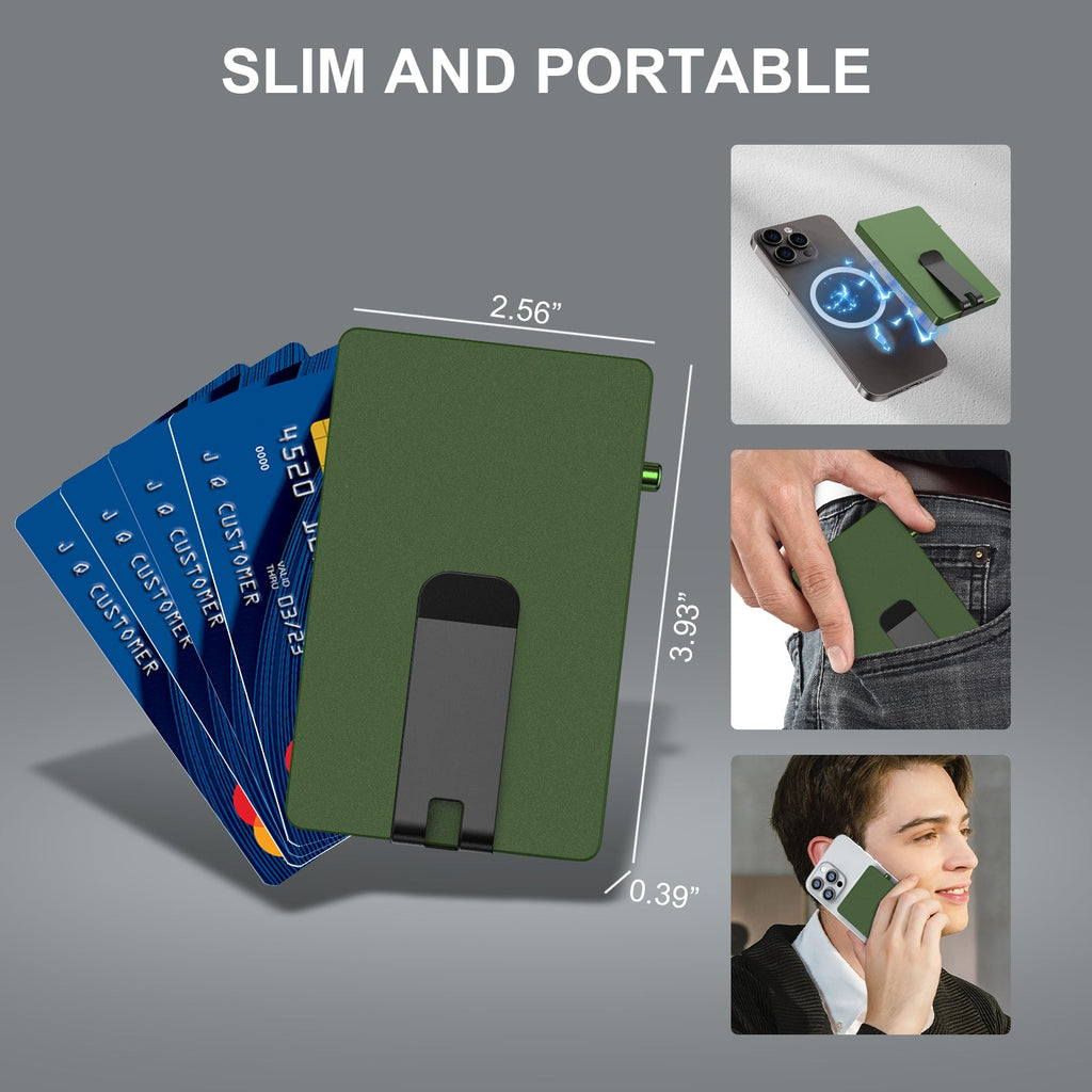 Minimalist Pop up Wallet with Money Clip, All Aluminum Slide Rfid Slim Card Holder